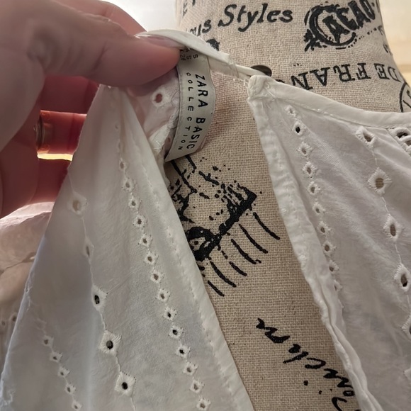 Zara Basica white cut out floral top - Picture 8 of 9